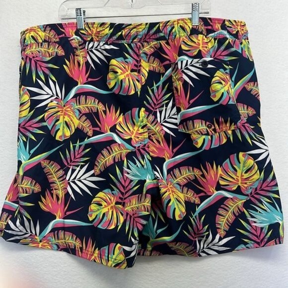 Original Use Mens XXL Swim Trunks Tropical Pattern Navy & Multi-Color UPF 50+ - Picture 2 of 8